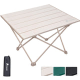 PTEROMY Folding Camping Table with Ultralight Aluminum Tabletop Camping Side Table Portable Beach Table Outdoor Folding Table for Camping Picnics and BBQs (Small Beige)