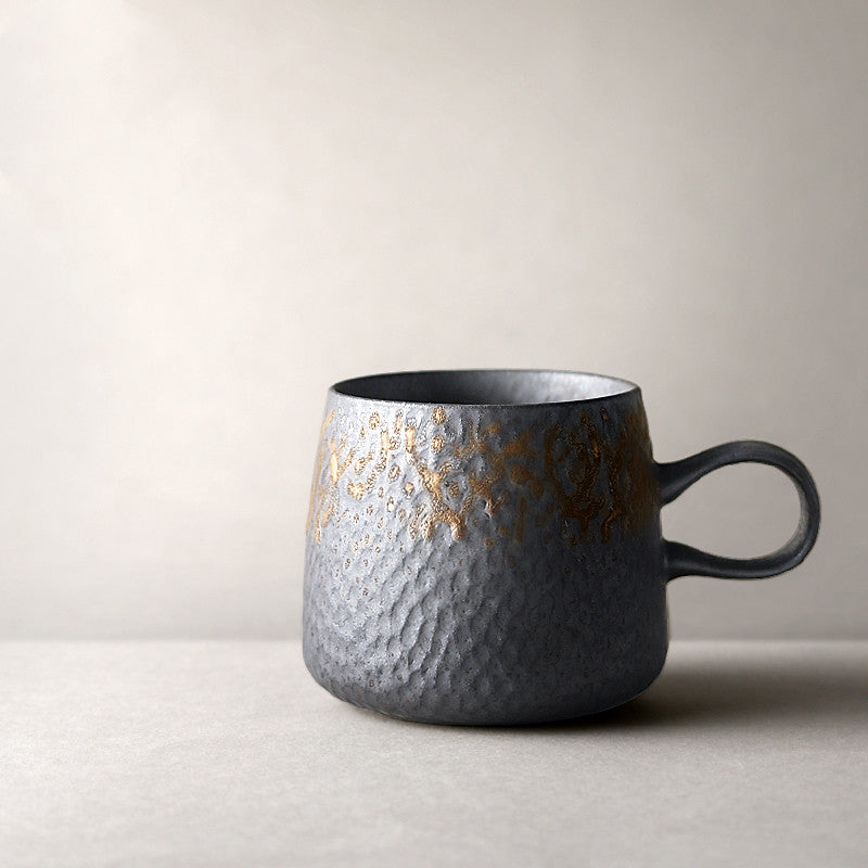 Black Vintage Handmade Ceramic Coffee Mug for Home