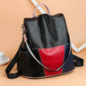 Women's Color Block Large Capacity Soft Leather Backpack