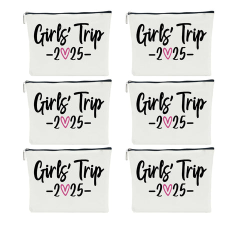 6 PCS Girls Trip Gifts Favors 2025 Girls Weekend Gifts for Women Bestie Gifts Friend Gifts Girls Trip Favors for Best Friend Sister Lady Friendship Holiday Vacation Makeup Bag Weekend Bags for Women