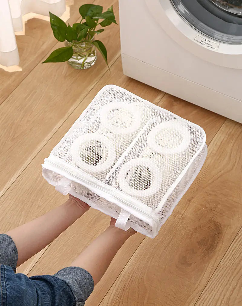 Shoe Laundry Bag with Zipper and Mesh Storage Organizer