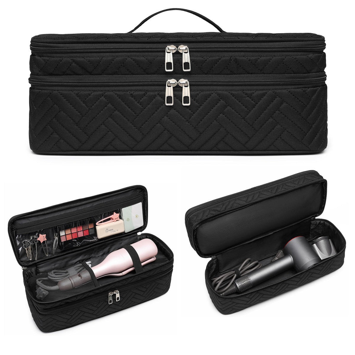 ARLMEGOR Double-Layer Carrying Case Apply to Revlon One-Step Hair Dryer Travel Bag for Hair Volumizer/StylerWater Resistant Storage Organizer BoxCompatible with FlexStyle Attachment (Bag Only)