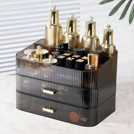 PLINJOY Makeup Organizer with Drawers Stackable Skincare Cosmetic Makeup organization for vanit Bathroom Desk Countertop