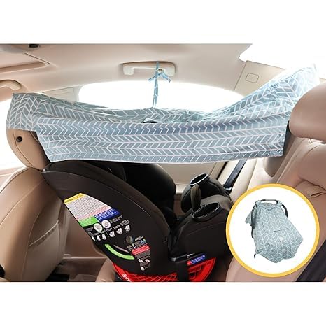 Universal Convertible Car Seat Cover Car Seat Shade Car Seat Sun Shade Visor Extender Car Seat Canopy for Baby and Toddler Car Seat Rear Facing Forward Facing Backseat Sun Shade for Baby