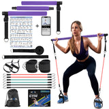 Pilates Bar Kit with Resistance BandsExercise Bands for Working OutHome Gym EquipmentStretch Bands for Exercise，Resistance Bands for Working Out Women，with Fitness Poster and Video