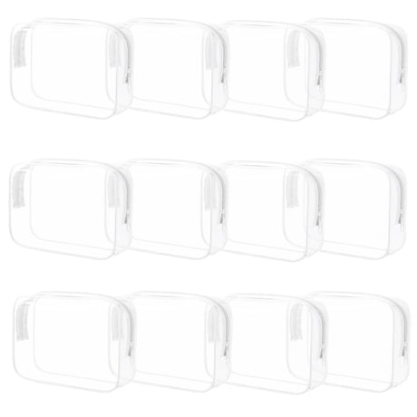 Eilyliafe 12 Pieces Clear Cosmetic Bag PVC Waterproof Makeup Bags with Zipper TSA Approved Toiletry Bag for Travel Transparent Pouches Organizer Storage for Men and Women (White Small)