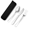 HMDZMR Camping Utensils Travel Silverware Set with Case 410 Stainless Steel Reusable Silverware Spoon and Fork Set for Lunch Box Dorm Work School Picnic