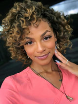 Gowit Gogo Curl Crochet Hair 8 Inch 6 Packs Short Curly Crochet Hair for Black Women Ombre Blonde Deep Ocean Wave Crochet Hair Synthetic Crochet Braids (8inchT27)