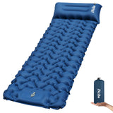 iNeibo Sleeping Pad for Camping - Inflatable Sleeping Pad with Pillow Built-in Foot Pump Compact Camping Air Mattress for Hiking Camping Backpacking Tent Car Traveling (Blue Single)