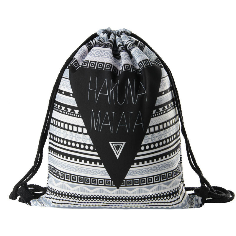 Geometric Letter Print Drawstring Travel Organizer Bag