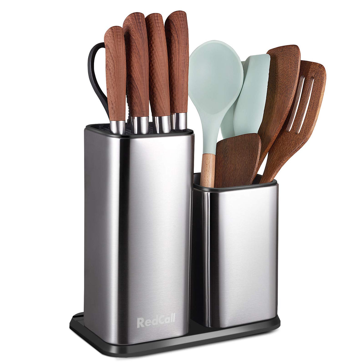 RedCall Kitchen Knife HolderStainless Steel Universal Knife Block Without Knives for CountertopModern Knife Utensil Holder for CounterEdge-Protect Knife Storage Organizer (Stainless Steel (Silver))