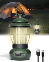 Rechargeable Lantern - LHQOO Camping Lights for Power Outage LED Flashlights with 2 Lighting Modes Rechargeable Camping Lantern with HookEasy to Use Suitable for Fishing Picnics Camping(Green)