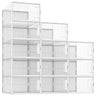 Pinkpum Shoe Organizer Storage Boxes for Closet Clear Plastic Stackable Sneaker Storage Containers Bins with Lids Clear Shoe Case ContainersWhite 12 Pack