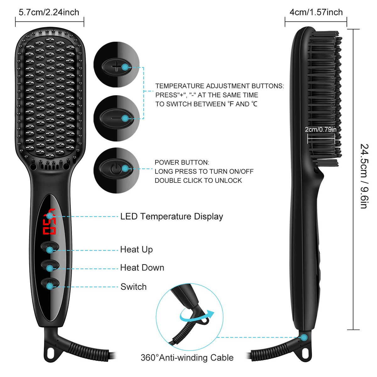 Hair Straightening Brush and Tool Set