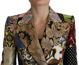 Dolce & Gabbana Multicolor Double-Breasted Patchwork Jacquard Blazer Jacket
