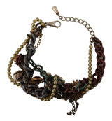Dolce & Gabbana Gold Brass Sicily Floral Crystal Statement Necklace
