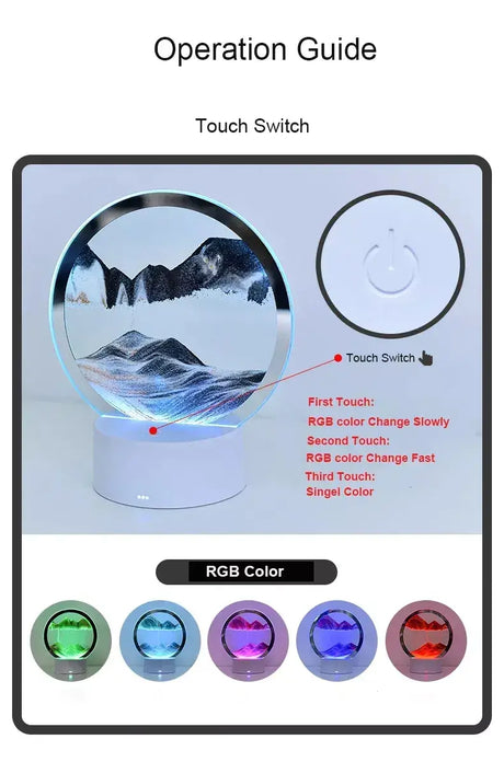 3D Moving Sand Art Lamp for Home Decoration (1pc)