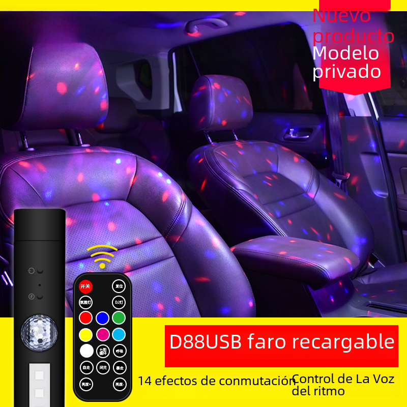 USB Rechargeable Colorful LED Car Atmosphere Light