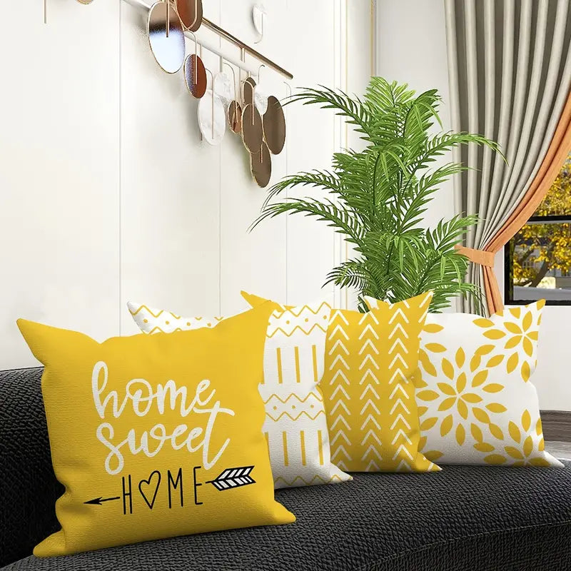 4pcs Modern Linen Pillow Cases 18x18in for Home Decor