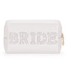 Etercycle Bride Letter Makeup Bag Bride To Be Gifts Bling Pearl Rhinestone Patch Cosmetic Bag Waterproof PU Travel Toiletry Bag for Bachelorette Party Women Wedding Bridal (Silver)