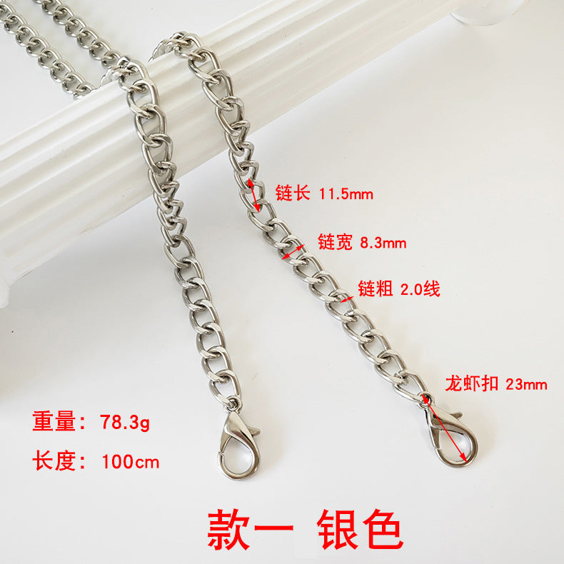 Metal Bag Chain with Woven Shoulder Strap