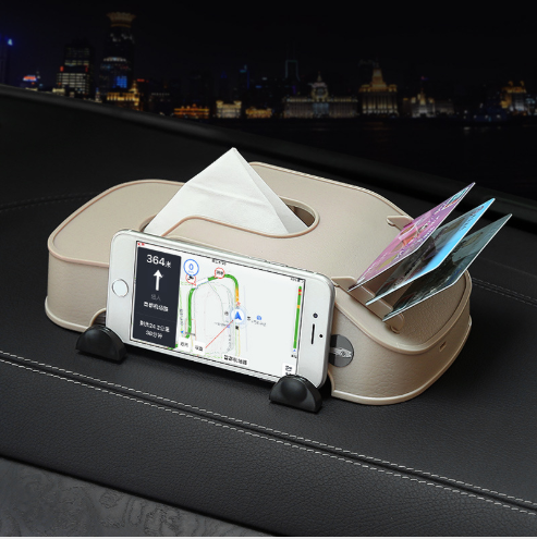 Multifunctional Car Tissue Box with Phone Holder