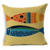 Nordic Fish Cartoon Hand-painted Car Pillow Cover