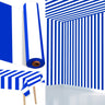 Blue and White Stripe Tablecloth Roll 52 in x 100 Ft Blue Stripe Picnic Party Supplies Camping Party Tablecloth for Indoor Outdoor Events Family Banquet Parties and Celebrations（Plastic ）