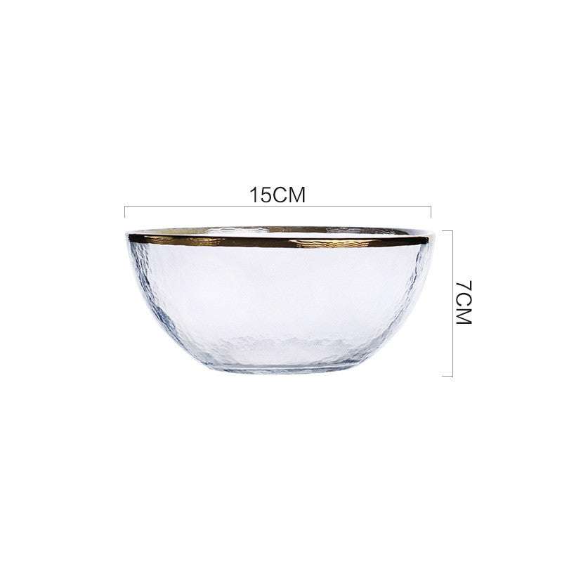 Japanese Gold-Trimmed Glass Fruit Bowl for Home Decor