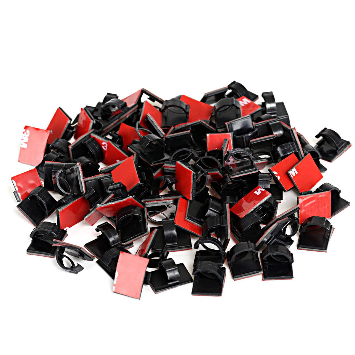 GWHOLE 100Pcs 3m Adhesive Cable Clips Cord Organizer Wire Management for Car Office and Home