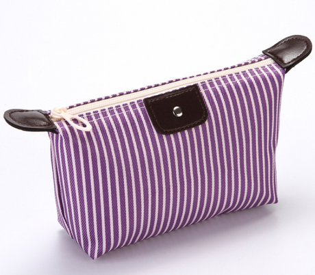 Striped Waterproof Makeup Bag for Travel and Storage