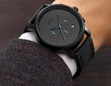 Men's Quartz Watch with Retro Waterproof Leather Strap