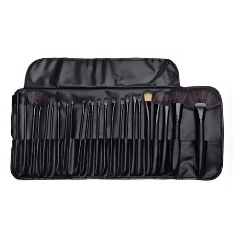 24-Piece Makeup Brush Set with Wooden Handles