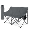 Joyfair Camping Chair for Adults(Double-seat) Outdoor Portable Folding Loveseat Camp Chair with Carry Bag for Picnic Hiking Fishing 3-Layers Cushion (600D Oxford Fabric & Pearl Cotton) (Grey)