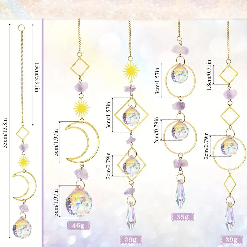 Crystal Moon Sun Prism Suncatcher for Home Decor
