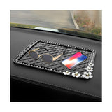 Dickno Car Dashboard Anti-Slip Phone Pad Rhinestone Center Console Ornament Sticky Mat Multifunctional Dash Board Pad for Storage Phones Keys Glasses Car Accessories (Diamond+Daisy Small)