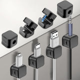 EONSUI 24pcs Magnetic Cable Clips Cord Management with Strong Self-adhensive Desk Cord Holder Wire Organizer for Office Home Durable Reusable (Black)