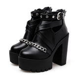 High Heel Short Waterproof Ankle Boots with Chunky Sole