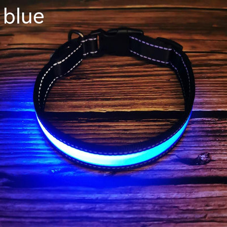 Reflective LED Dog Collar with Leather and Ribbon Design