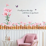 2 Wall Stickers with Pink Flower Slogan for Home Decor