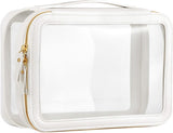 HBlife Clear Makeup Bag Organizer Portable Travel Toiletry Cosmetic Bag Case for Women Large Make Up Bag Makeup Train Case Transparent Storage Bag Pouch with Handle(White)