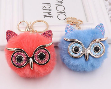 Grit Cat Owl Plush Keychain for Car Accessories