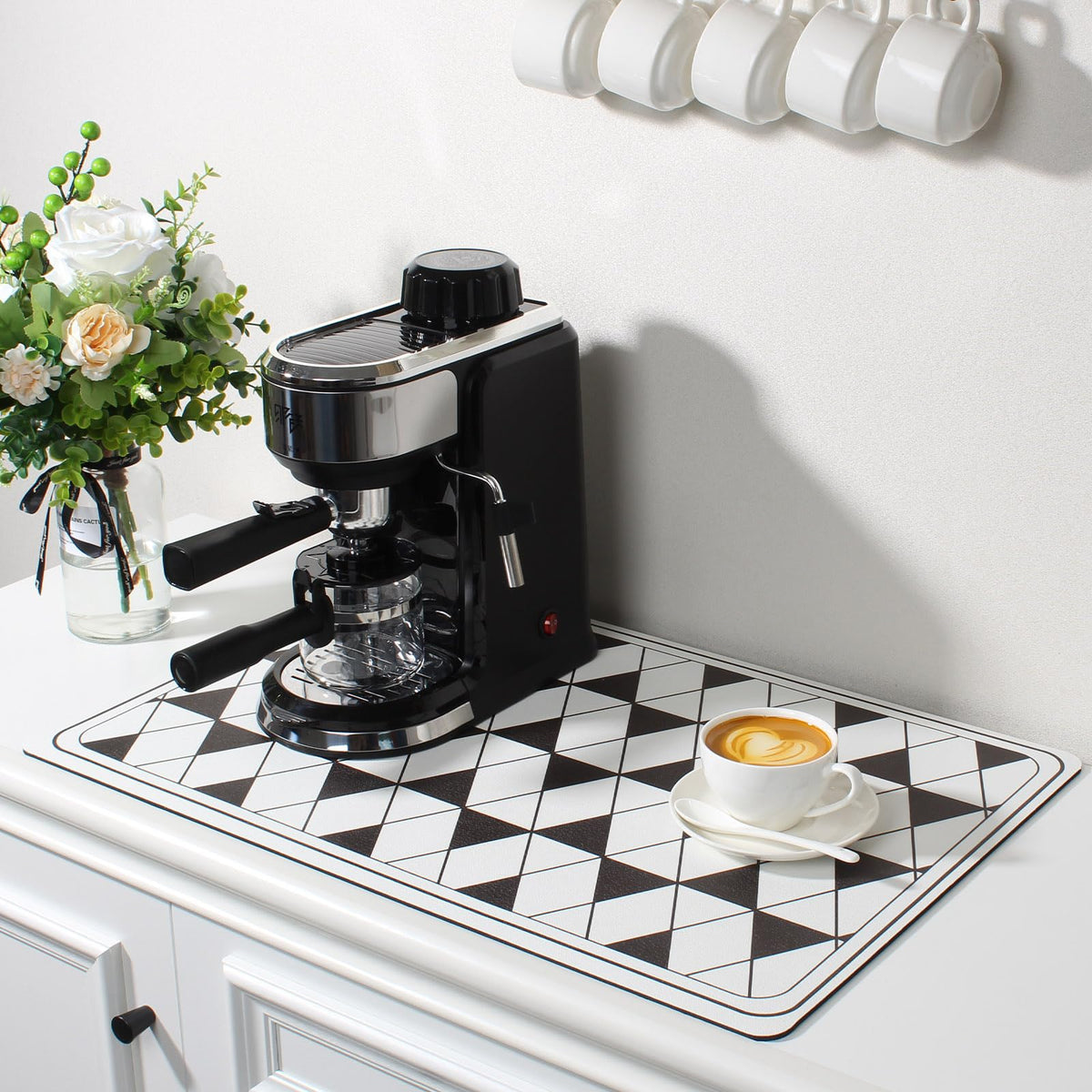 XiFEO Coffee Mat Large Dish Drying Mat for Kitchen Counter Hide Stain Absorbent Coffee Bar Mat Spill Mat Coffee Maker Station Pot Mat for Countertops Coffee Bar Accessories Organizer Decor