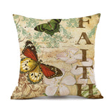 Retro Butterfly Linen Pillowcase for Home & Office (1pc)