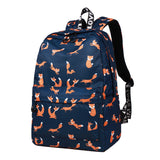 Stylish Fox Print Backpack for Students and Laptops