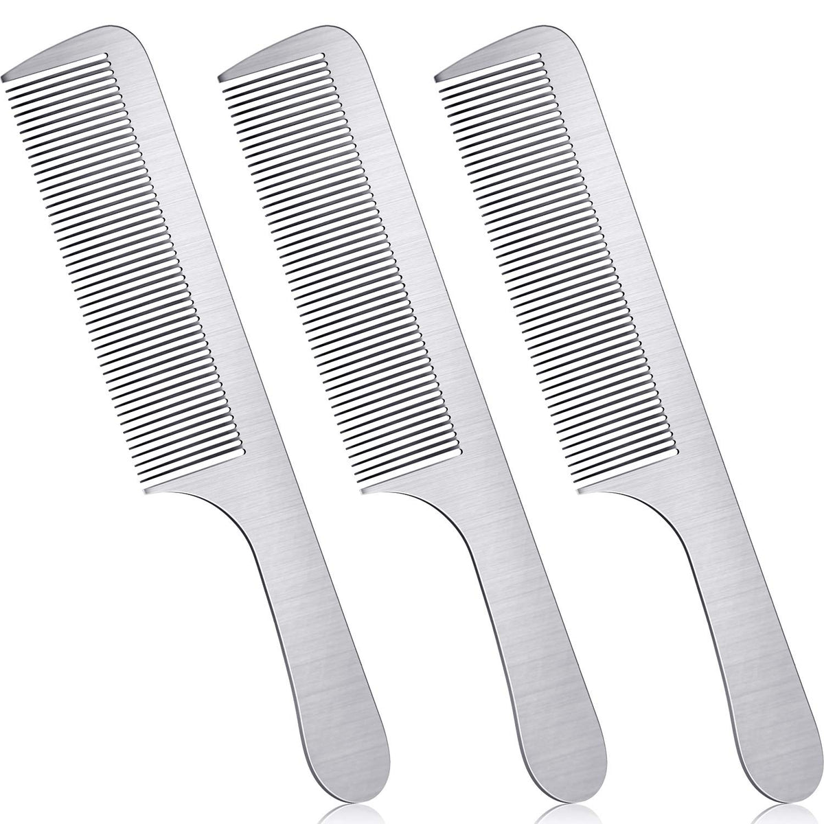 3 Pieces Metal Barber Combs Stainless Steel Hair Comb Fine Cutting Comb Hair Styling Hairdressing Comb Salon Detangler Comb for Women and Men (Barber Comb)