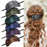 Noverlife 6PCS Leather Hair Barrettes with Stick Square Shape Hair Accessories Set - Ponytail Holders Clips with Wood Slide Stick for Women Girls