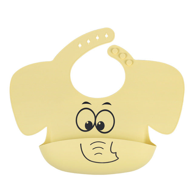 Baby Silicone Elephant Printed Bibs and Sucker Plates Set