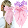 JOYRUBY Pink Bow Purple Hair Bow Clips 2PCS Silky Satin Large Hair Bows for Women Long Tail Big Bows for Girls Pink Coquette Bows Hair Accessories