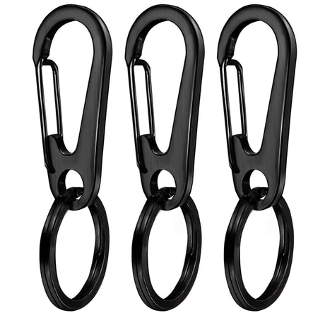 QISVVE Keychain Clip Key RingStainless Steel Small Carabiner Keychain Clip Key Chain Hook Holder Organizer for Car (3Pcs 2.16in Black)